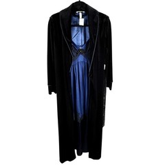 Soma Black Velvet, Midnight-blue Lined Full-Length Robe & Nightgown Set NWT/NWOT
