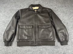 Claiborne Jacket Mens Large Brown Leather Bomber Flight Coat Sherpa Outerwear