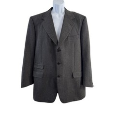 Canali Blazer Mens US 44 Gray 100% Wool Made In Italy Barneys Three Button Coat