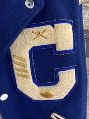 70s/80s Vintage Blue Wool Varsity Howe Snap front Jacket sz 42 QB & baseball ⚾️