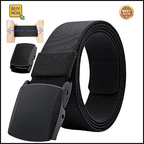 Men’s Adjustable Tactical Belt, TSA Approved Metal-Free Elastic Stretch Belt