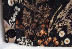 Garnet Hill Signature Eco Merino Cardigan Sweater Black Fern Floral Print Small