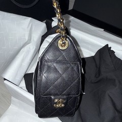 Chanel Mini 25 Hobo Bag Black Caviar Antique Gold Hardware