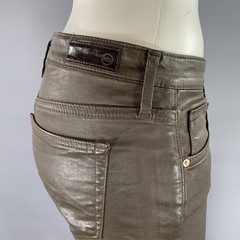 ADRIANO GOLDSCHMIED Size 32 Brown Faux Leather Cotton Blend Skinny Pants