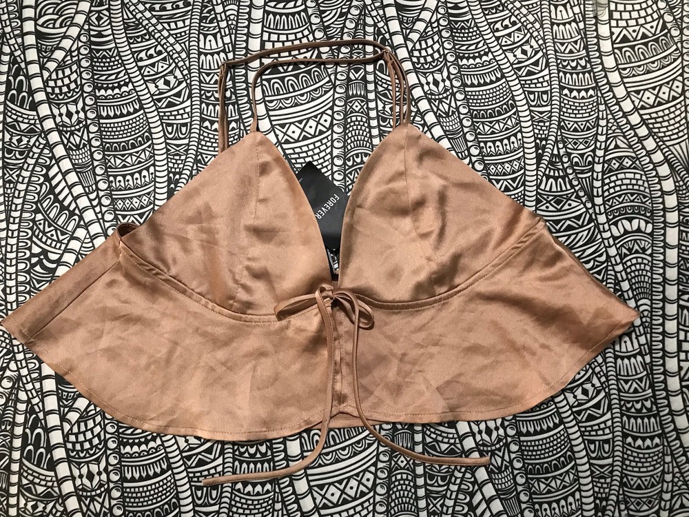 Forever 21 Sweetheart Spaghetti Straps Crop Top Blouse Copper Size Large