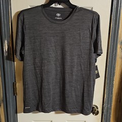 Athletic Works Men’s Lightweight Poly Jersey Tee Solid Gray Crew Neck L