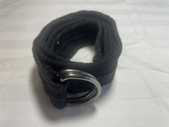 Black Web Belt Double D Ring Buckle Adjustable Size 36-42 Canvas Style Unisex