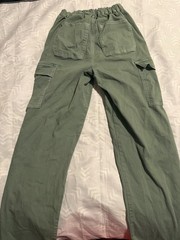 Orange Kiss Essentials Women’s Green Cargo Pants Pockets Elastic Waist S