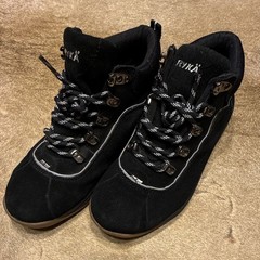 Ryka Terrain Hiking Ankle Boots Black Suede Leather US 7.5W Waterproof Lace Up