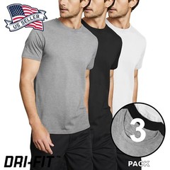 Men’s 3-Pack Quick Dri Release Polyester Straight Hem Crew Neck Tee-Shirt