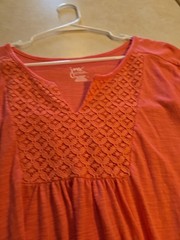 Women’s Crochet Bib Tunic Top 5X (30W/32W) Orange Pullover Plus Size Clothing