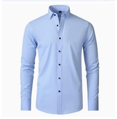 Mens Dress Shirts Formal Business Long Sleeves Non Iron Elastic Casual Shirts
