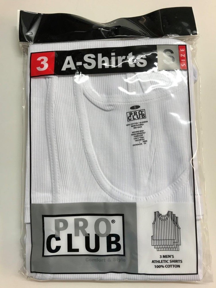3 New PROCLUB MEN’S A-shirts White Tank Top Undershirts Pro Club SMALL-7XL 3PC