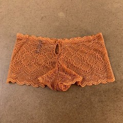 Black Fuchsia Secret Lace Women’s 34D Rust Strapless Bra & Medium Boyshort NWT