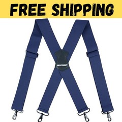 Men’s Heavy Duty Belt Loops X Back 2 Inch Wide Suspenders with 4 Snap Hooks