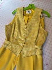 Vintage – JH Collectibles – Yellow Gingham – Vest & Pants Set – SZ S