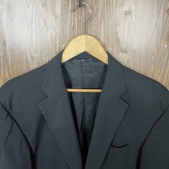 Haggar Blazer Jacket Mens 42R Black Solid Polyester Worsted Wool Two Buttons