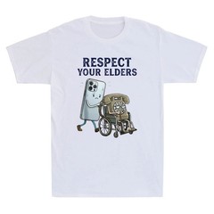 Respect Your Elders Retro Smartphone Technology Funny Meme Quote Men’s T-Shirt