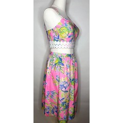 Lilly Pulitzer Pink Tropical Print Two-Piece Crop Top & Midi Skirt Set NWT