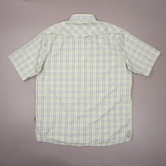 ORVIS Trout Bum Short Sleeve Vented Shirt Mens Large Green Blue Plaid Nylon Poly