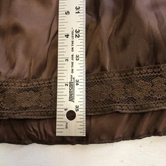 Carole Little Boho Peasant Gypsy Tiered Skirt Sz 8 Midi Brown Satin Velvet Lace