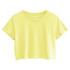 Women’s Loose Fit Crop Tops Round Neck Short Sleeve Casual 100% Cotton T-Shirts