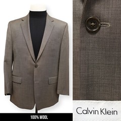 CALVIN KLEIN mens brown nailhead 100% WOOL sport coat suit jacket blazer 42 R