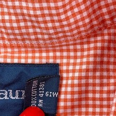 Ralph Lauren Shirt Men Medium Orange Button Up Custom Fit Gingham Poplin Dress