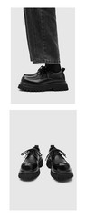 Men’s Big Round Toe Platform Thick Sole Dress Lace Up Casual Derby Leather Shoes