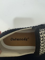 Outwoods Women’s Slip-On Flats Black/White Woven Round Toe Casual 7.5 M