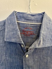 Camicissima men’s linen button-down Chambray blue Italian size 40 (15 1/2 US)