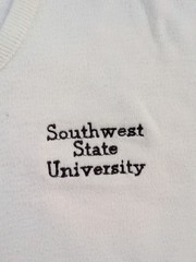 Vintage Champion Southwest State University Sweater V Neck Ivory White XXL USA