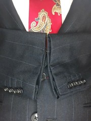 vtg Ermenegildo Zegna 38S 33×29.5 Chalk Stripe Pant Suit Wool Cashmere Flannel