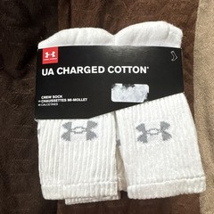 Under Armour Cotton Crew Socks Logo White/Gray Men’s MD Mid Calf 6 Pairs