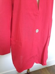 VTG Fundamental Things Petite One Button Jacket Blazer Size 14 Long Sleeves Red