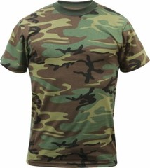 Kids Woodland Camouflage T-Shirt Heavyweight Youth Military Army Camo Tee