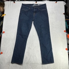 Volcom Vorta Slim Straight Jeans Mens 33 Blue Denim Distressed Zip Fly – 35X30.5