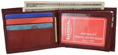 RFID Blocking Brown Genuine Leather Men’s Bifold Wallet 2 Center Flap New