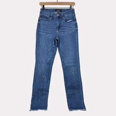 Judy Blue Straight Leg Raw Hem Jeans Womens 27 Medium Wash Blue Zip Fly