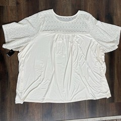 Torrid Cream Super Soft Stretch Blouse Size 6 Lace Sleeves Top T-shirt NWT Shirt