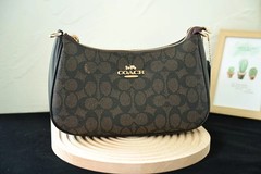 New COACH CA548 Women’s Teri Shoulder Bag In Signature Canvas Gold/Brown Black