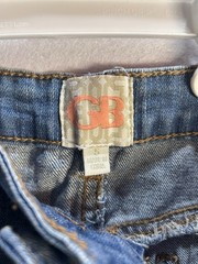 GB Women’s Blue Medium Wash Denim Cut Off Fringe Hem Zipper Pockets Size 5