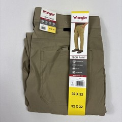 Wrangler Men’s Tech Pant UPF 50+ Regular Fit Tan Khaki 32×32