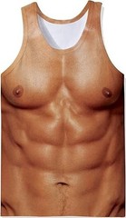 Funny 6 Pack Abs Tank Top Men Muscular Chest 3D Graphic Print Workout Gym Vest