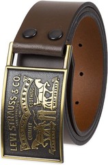 Levi’s Genuine Leather Belt -Men’s Plaque Bridle Belt With Snap Closure