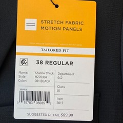 Haggar H26 Suit Coat Premium Stretch Tailored Fit 38R Black Shadow Check NWT