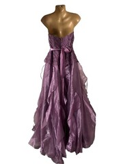 Vtg Y2k Gunne Sax Long Dress Asymmetrical Layered Train Bling Floral Fairy Sz 13