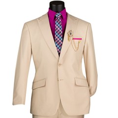VINCI Men’s Sand 2-Button Peak Lapel Modern-Fit Suit, 36S-56L – NEW