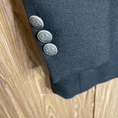Stafford Blazer Jacket Mens 44S Black Polyester Worsted Wool Silver Buttons