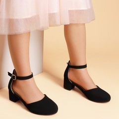 Girls Ankle Strap Dress Pumps Round Toe 1.57 inch Party Wedding Dance Shoes US